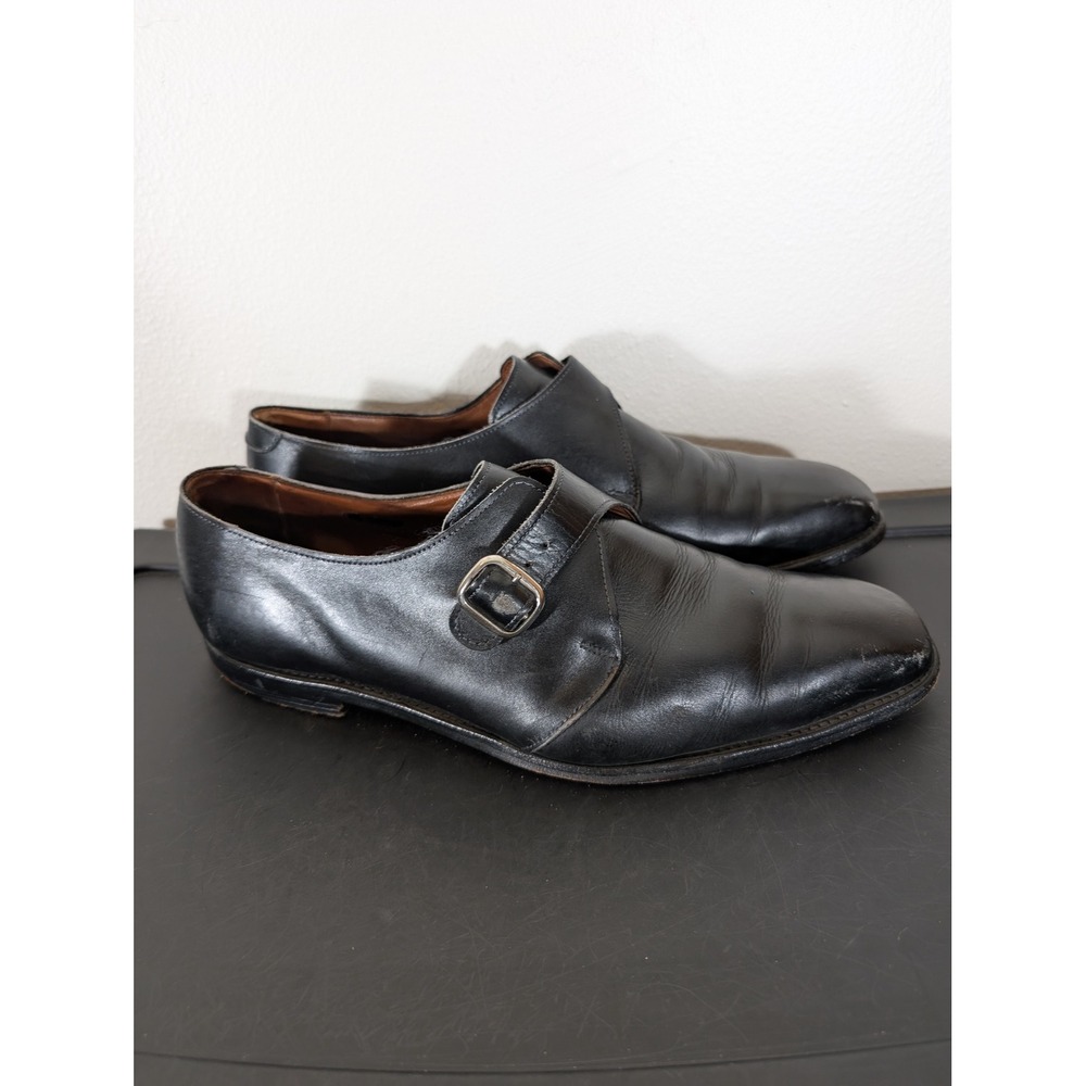 Allen Edmonds Men Size 14 Boston Black Leather Single Monk Strap Dress Loafers
